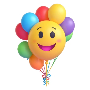 3D smiley emoji, large eyelashes, girly, colorful balloon, loving sticker