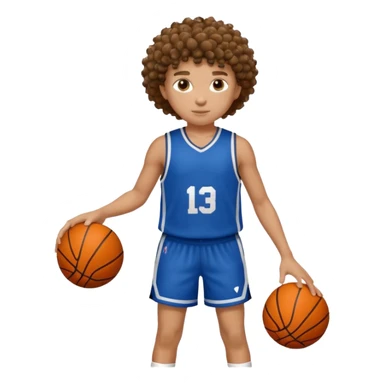 8 numaralı kıvırcık cocuk basketçi sticker