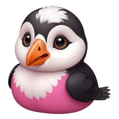 pink puffin blowing air sticker