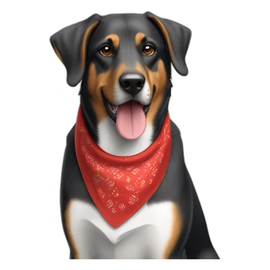 coonhound and German shepherd mix dog wearing red bandana and walking left sticker