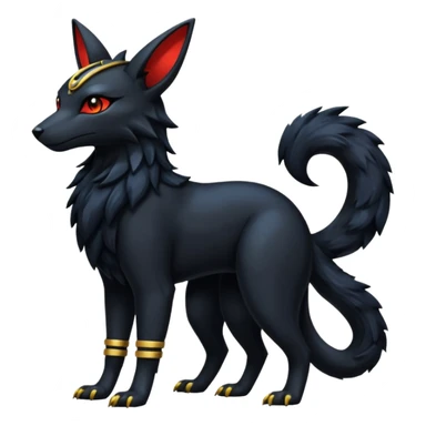 Black Dark Furry Fluffy Modern Futuristic Cyber-Umbreon-Salandit-Bastet-Anubis-fusion full body sticker