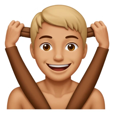 Person smiling and strangling themselves  sticker