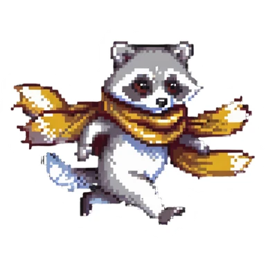 raccoon running with a scarf sticker