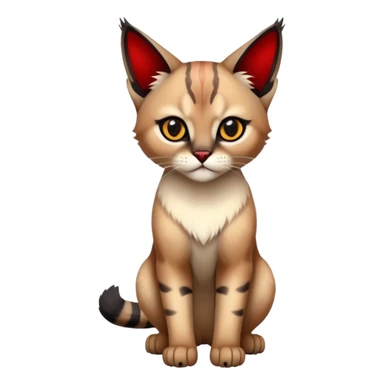 Gothic exotic Red and black and edgy and cute tropical shiny Fantasy-Siamese-Bobcat-Caracal-Scottish-Fold-feline-Fakémon-feline-hybrid (full body) sticker