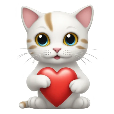 cat holding a heart sticker
