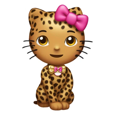 hello kitty wearing a leopard print bow sticker
