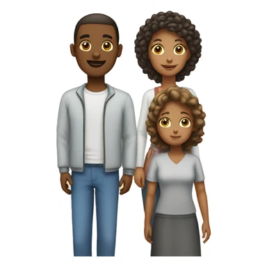 parents and one boy and two girls sticker