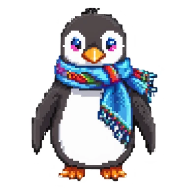 Happy cartoon penguin with scarf sticker