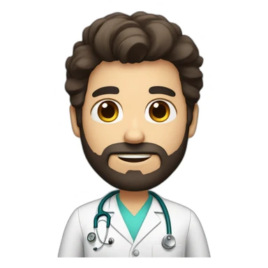 doctor with dark long brown hair and beard, big brown eyes sticker