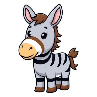 A donkey with a zebra head, donkey body with brown fur and zebra head with black and white stripes sticker