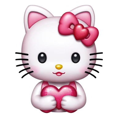 Hello kitty with hearts and glitter sticker