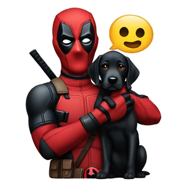 Deadpool holding black lab sticker