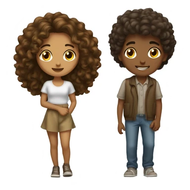 brunnete female with curly brown boy walkig sticker