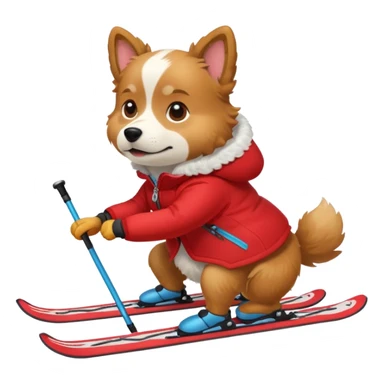 dog skiing sticker