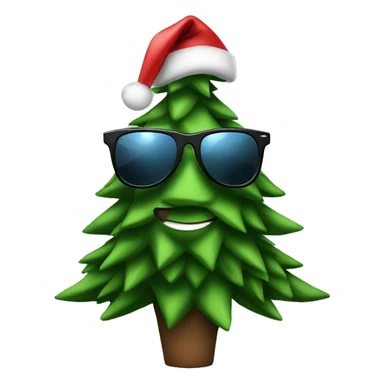 A Christmas tree in a suit wearing sunglasses sticker