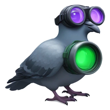 pixar pidgeon wearing night vision goggles, close up, fill image sticker