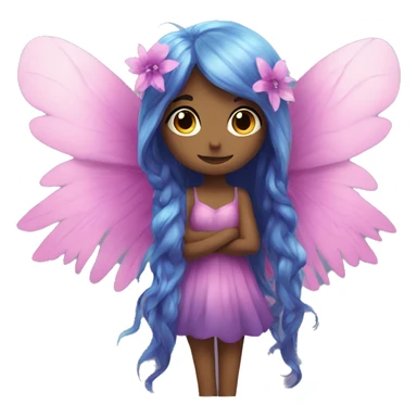 Beautiful, flower, fairy, pink, blue, purple, long hair, big wings sticker