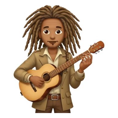 Musician with dreadlocks and Cuba ciga and guitar sticker