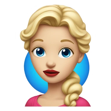 Blonde girl with pink lips and blue eyes holding an apple  sticker