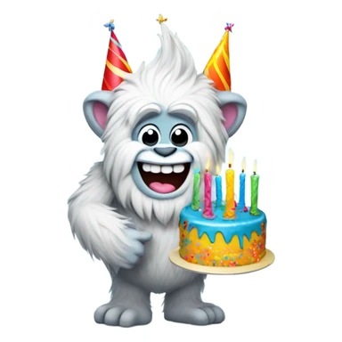 Yeti saying happy birthday  sticker