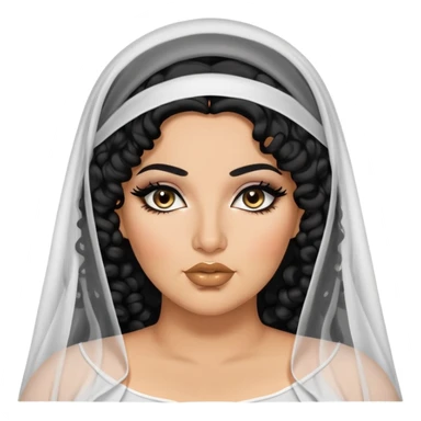 big plus size, arab, veil long black curly hair, baddie,pretty, makeup, lipgloss, black eyeliner, modest
 sticker