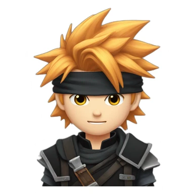 Ginger cloud strife with ninja clothes black sticker