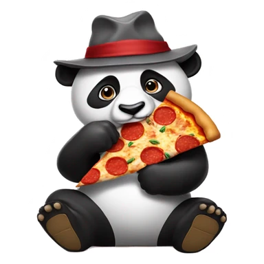 Panda eating pizza and hat sticker
