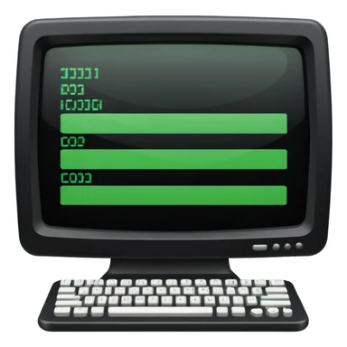 mac os icon code computer retro terminal, black, green white, full code lines on the screen sticker