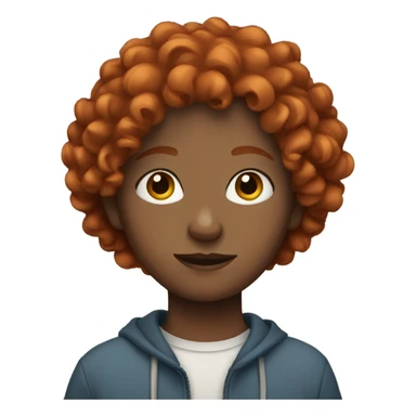 teenager with short curly hair with red color sticker