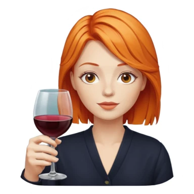orange hair drinking wine sticker