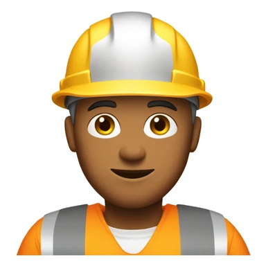 Construction worker wearing orange shirt with yellow sleeves and yellow hard hat. sticker