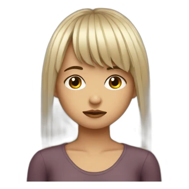 beatiful fringe girl sad about a boy sticker