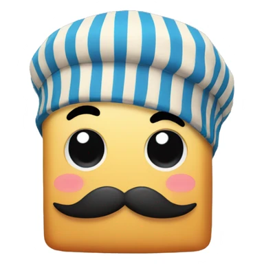Cube with a striped shirt a moustache and baret sticker