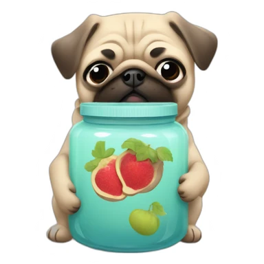 pug hugging jar of figjam sticker