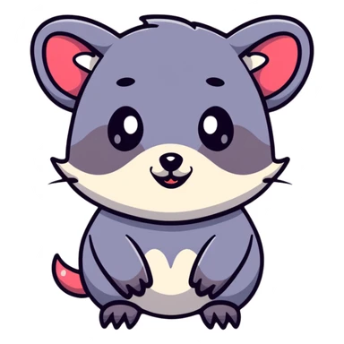 goth possum with dark colors, piercings, black lipstick sticker
