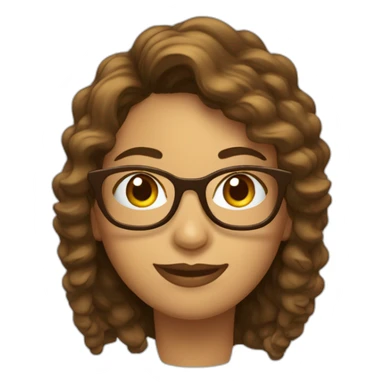 chica con lentes, pelo castaño ondulado largo sticker