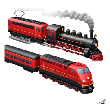 train with locomotive and cars on tracks sticker