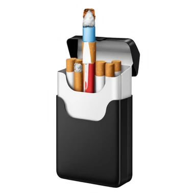 Minimalistic cigarette pack emoji, metallic black and white sticker