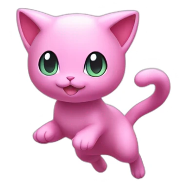 pink mew pokemon levitating sticker