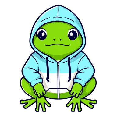 Frog wearing a hoodie sticker