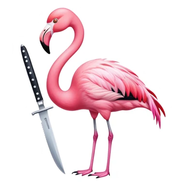 Flamingo holding a knife sticker