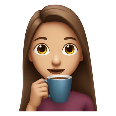 Girl with long brown hair drinking coffee sticker
