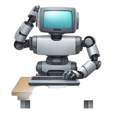 Robot escribiendo en computadora sticker