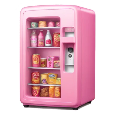 Rose-pink mini fridge with pink drinks and snacks  sticker