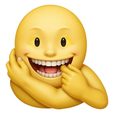 Smiley face with open mouth and teeth biting an arm sticker