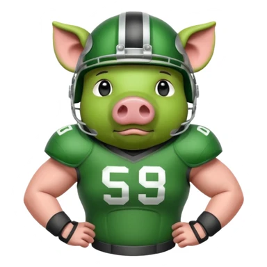 american football player pig green sticker