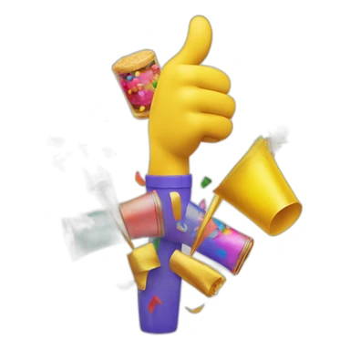 Thumbs up, clapping hands, and party poppers emoji sticker