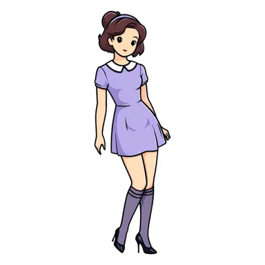 Girl in a cute fashionable dress with stockings and high heel shoes sticker