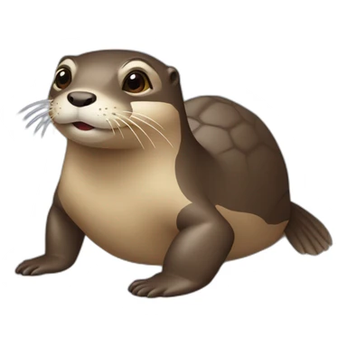 loutre sur tortue  sticker