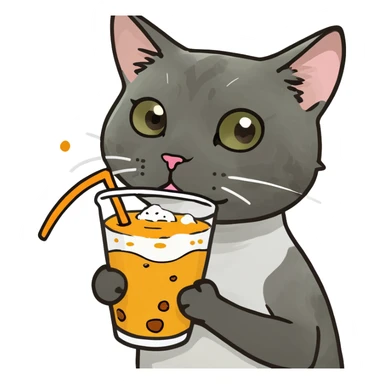 Cat drinking Boba sticker